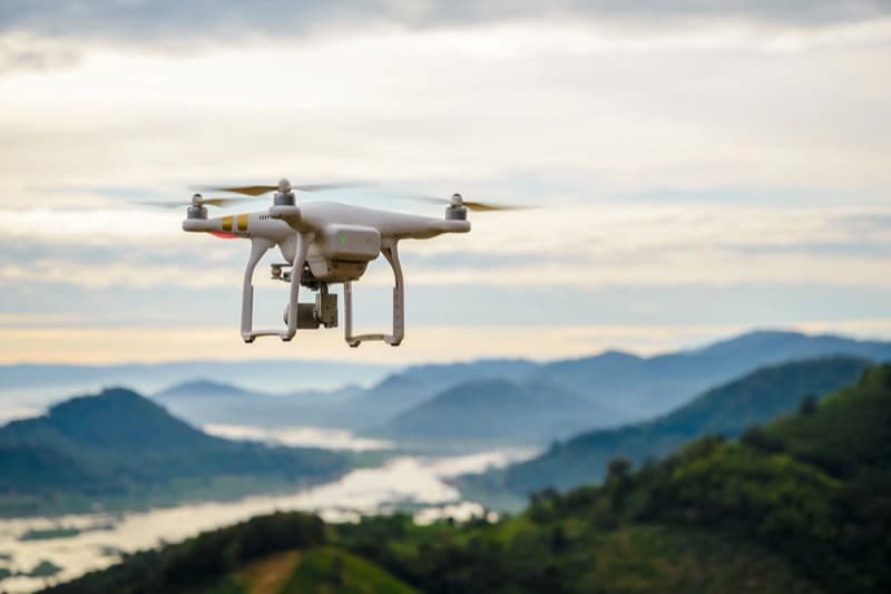 Drone flying over tropical beach in Thailand