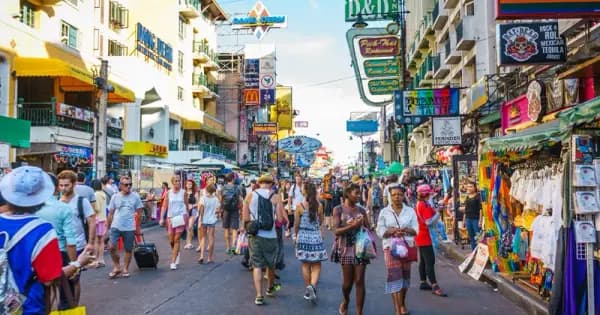 Khao San Road in Bangkok popular with backpackers and tourists