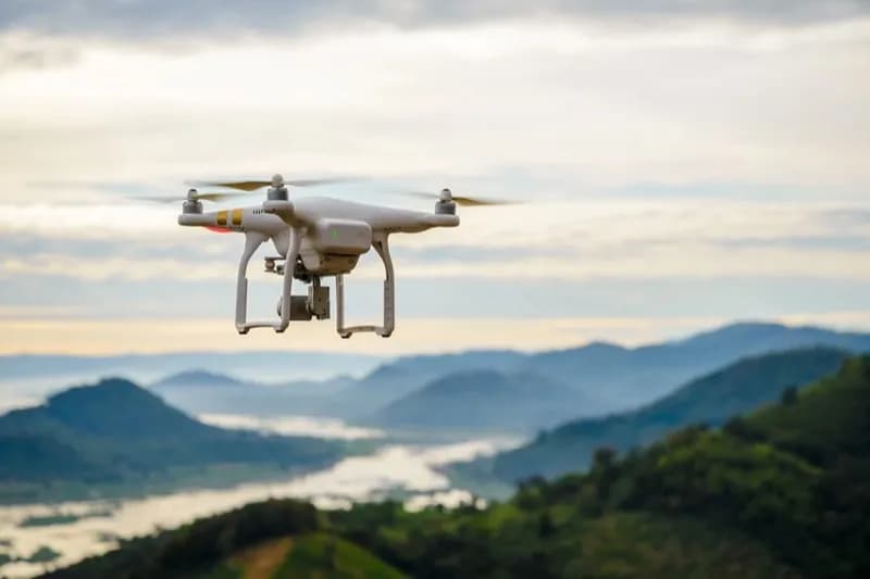 Drone flying over tropical beach in Thailand