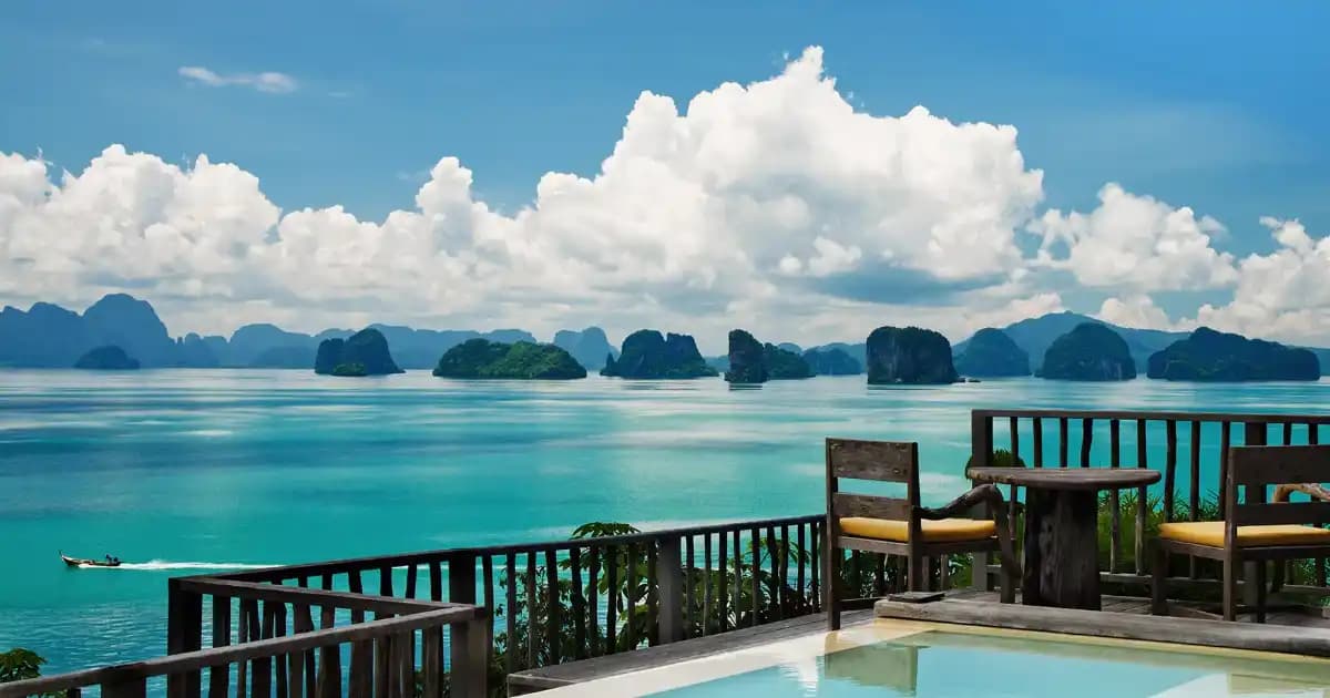 Thailand travel landscape with limestone cliffs